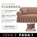 [LEVE 2 PAGUE 1] Capa de Sofá Florence em Algodão com Saias Laterais + 2 Almofadas Inclusas
