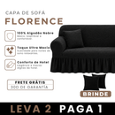 [LEVE 2 PAGUE 1] Capa de Sofá Florence em Algodão com Saias Laterais + 2 Almofadas Inclusas
